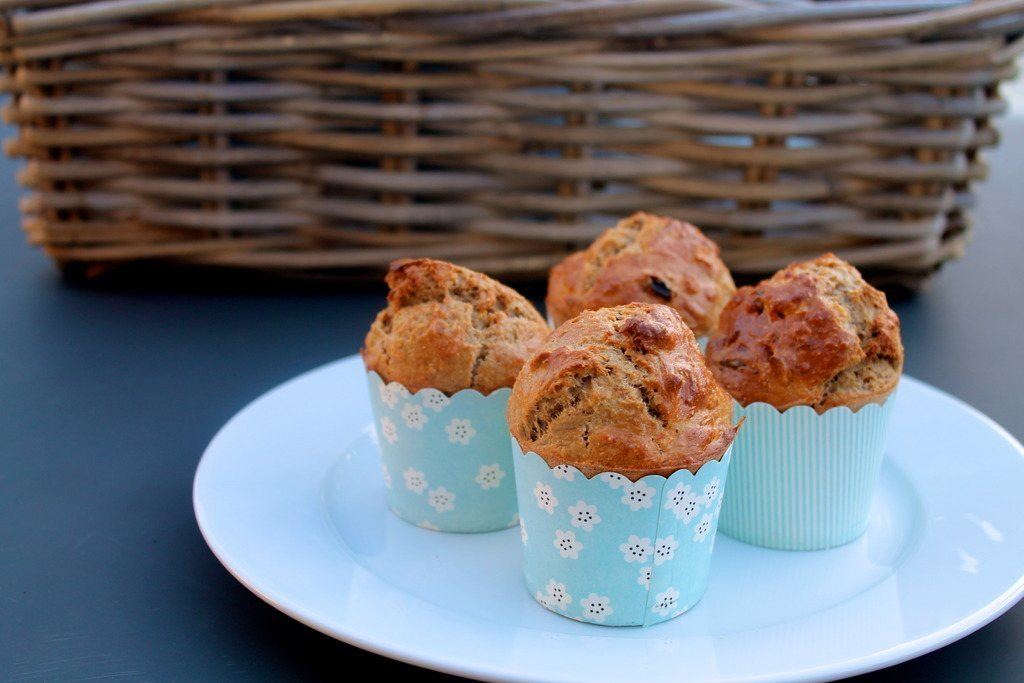 Morgenmadsmuffins med mysli og banan