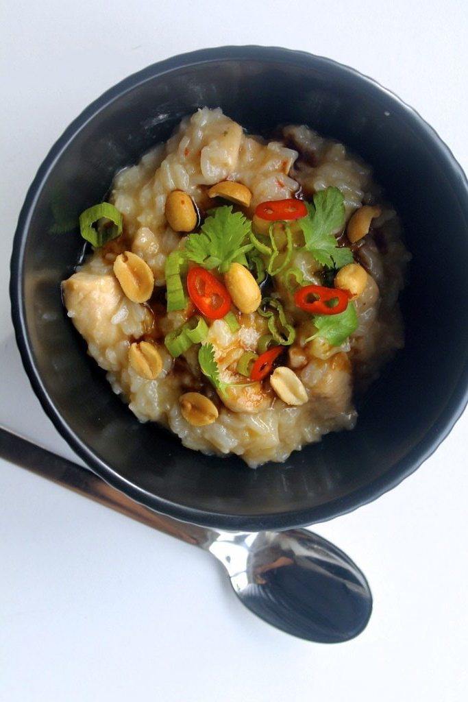 Congee med kylling og peanuts 1 Congee med kylling og peanuts