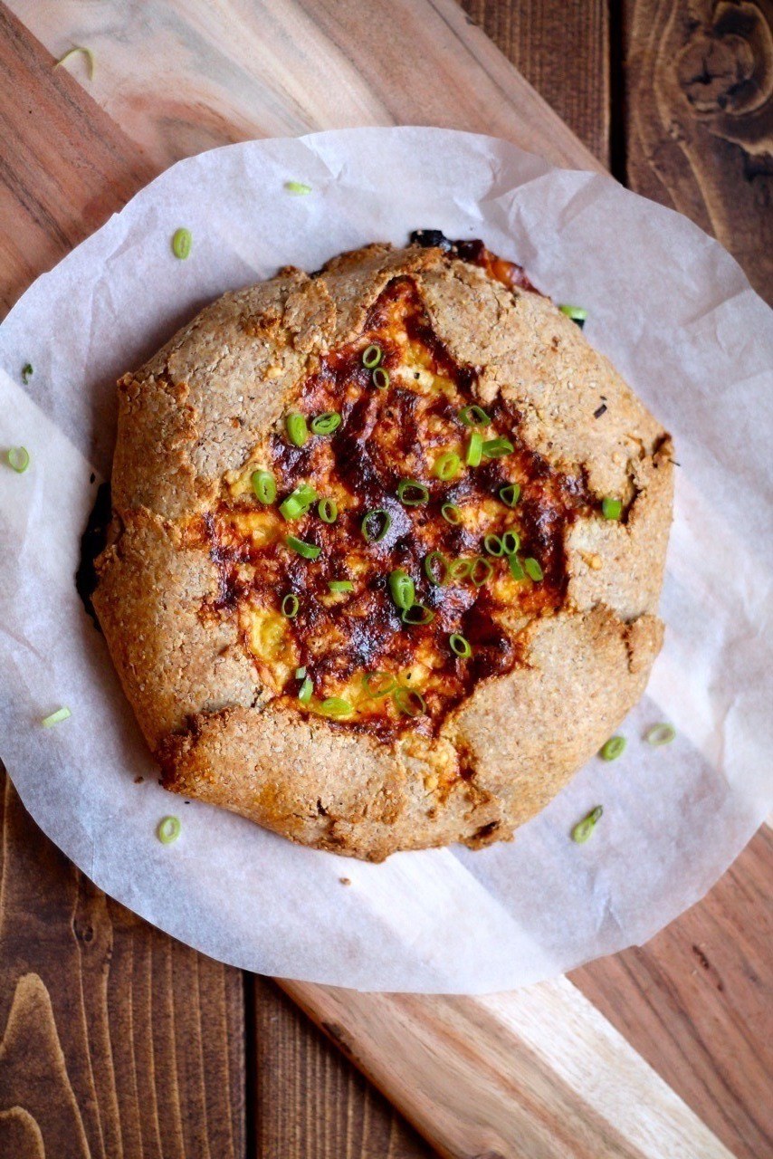 Galette med porrer, bacon og ost