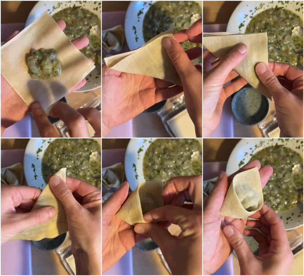 Sådan folder du en wonton